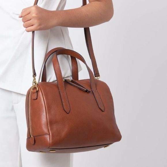 FOSSIL SYDNEY SATCHEL BROWN NWT - Picture 3 of 4